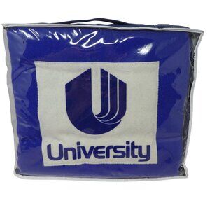 Vintage Crestline Blue Mothproof Wool University Blanket Deadstock Made in USA